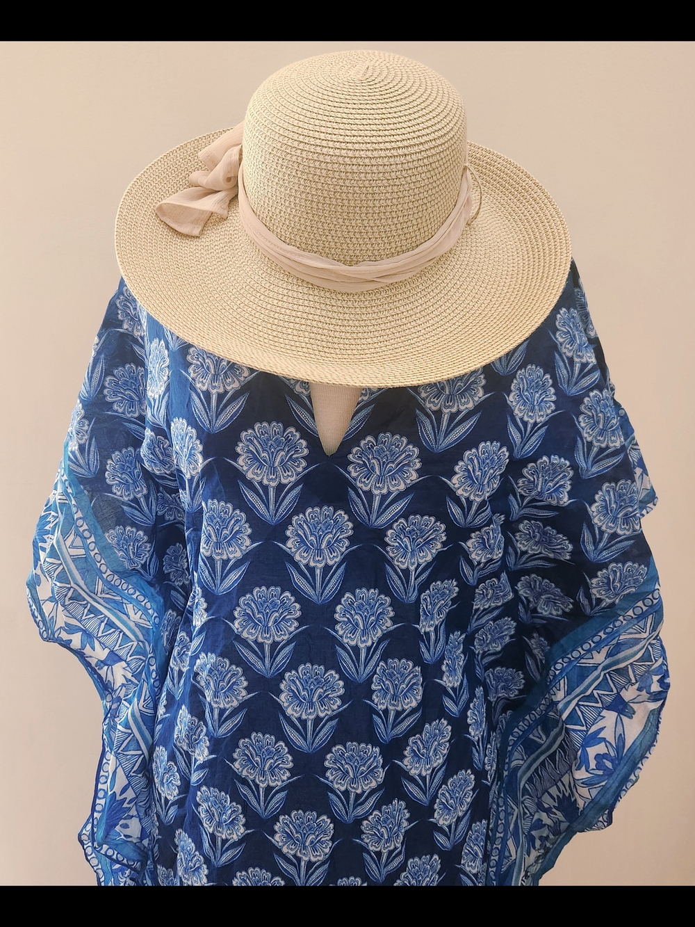 Johnny Was Blue Boho Yao Beach Kaftan Coverup
